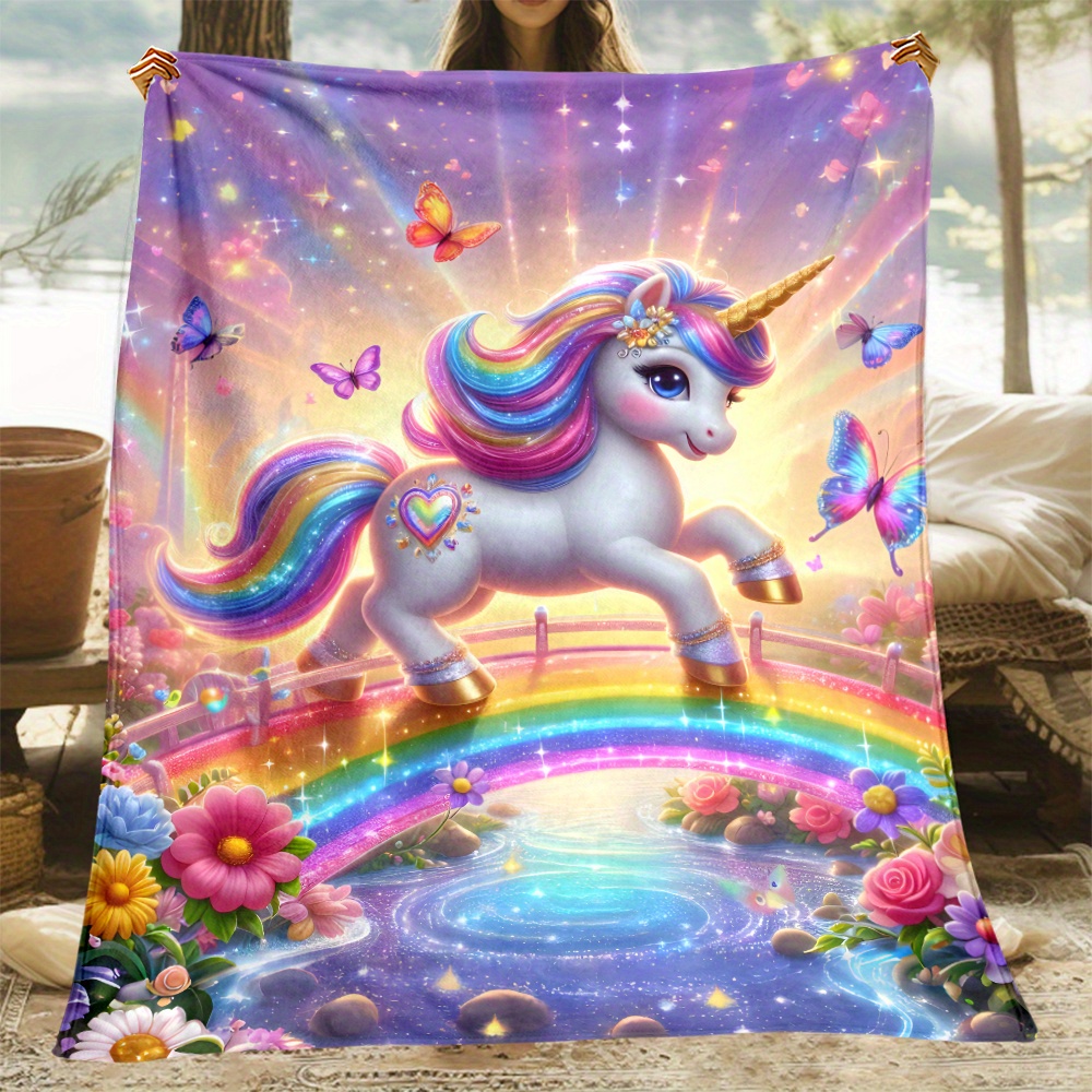 

Couverture en Flanelle à Thème Licorne Confortable - Douce, Légère & pour Canapé, Lit, Voyage | Confort Toutes | Lavable en Machine | Plusieurs Tailles Disponibles