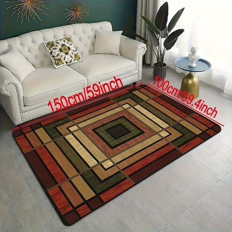 

Geometric Pattern Area Rug - Polyester Fiber Doormat, Machine Washable, Non-slip, Stain-resistant, For Kitchen, Living Room, Entryway, Balcony Home Decor - Multiple Sizes