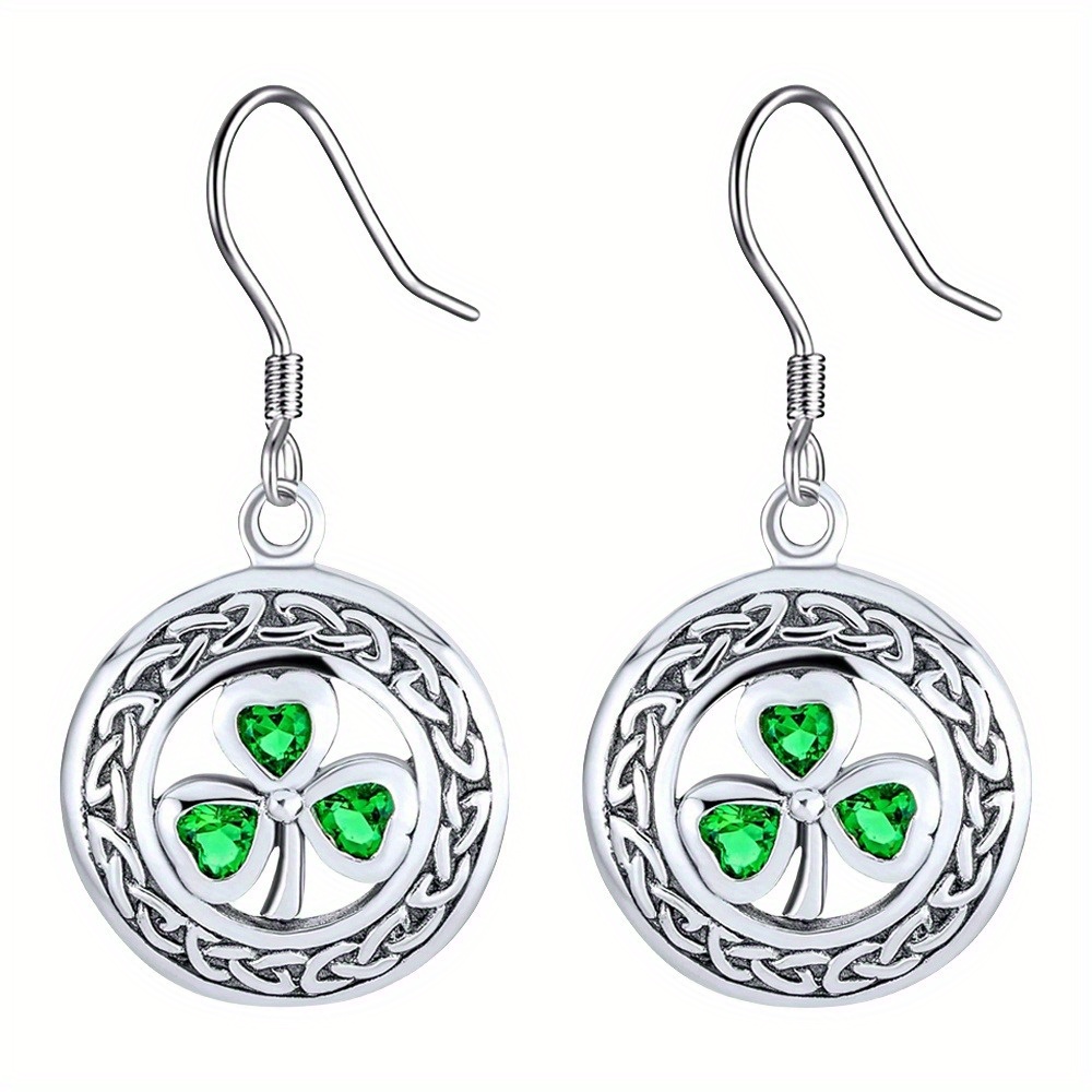 TEMU Fashionable And Clover Round Earrings For Birthday Christmas Gifts