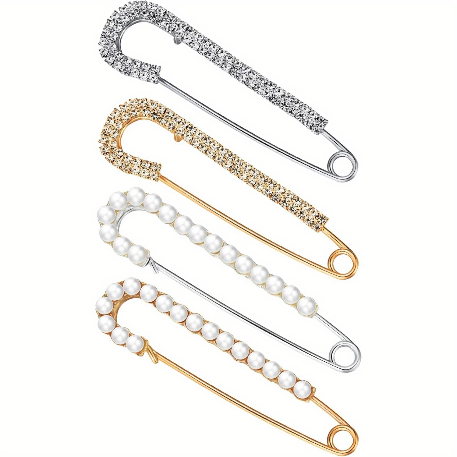 

Women Brooch Pins Sweater Shawl Clips Faux Pearl Brooches Safety Pins Dress Shirt Clips For Women (4 Pieces)