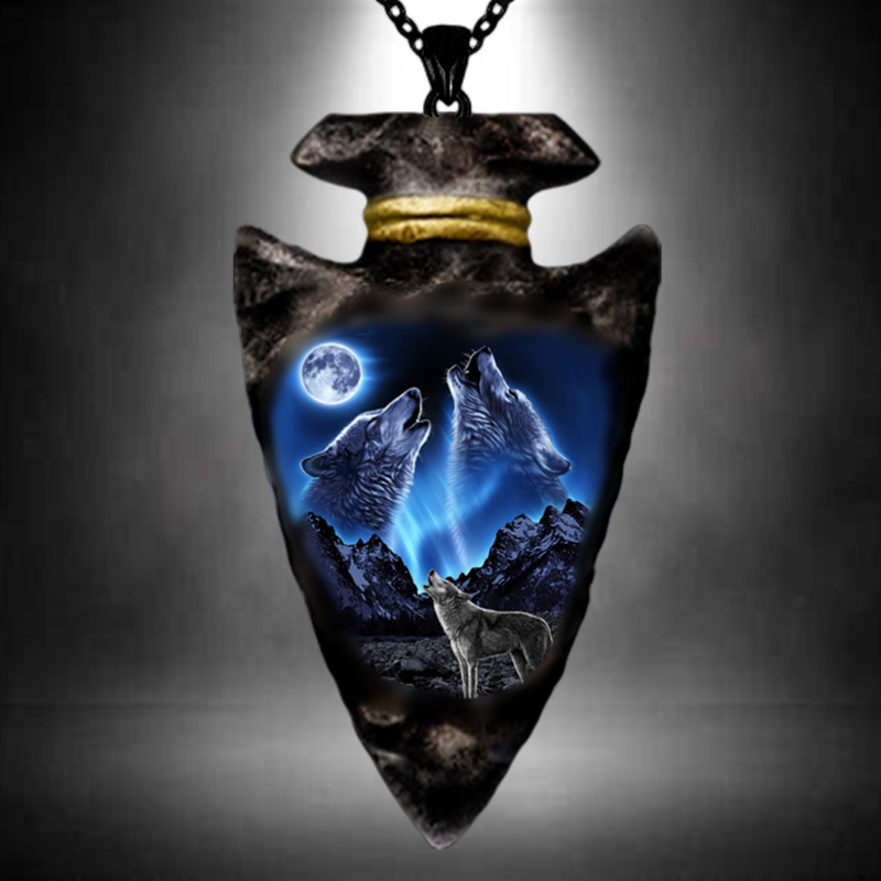 TEMU 1pc Hip-hop Wolf Head Animal Pattern Pendant Chain Necklace