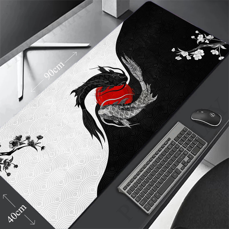 TEMU Fish 40x90cm Xxl Lock Edge Mousepad Large Gaming Desk Mat Keyboard Mats Mouse Mat Desk Pad For Gift Mouse Pad