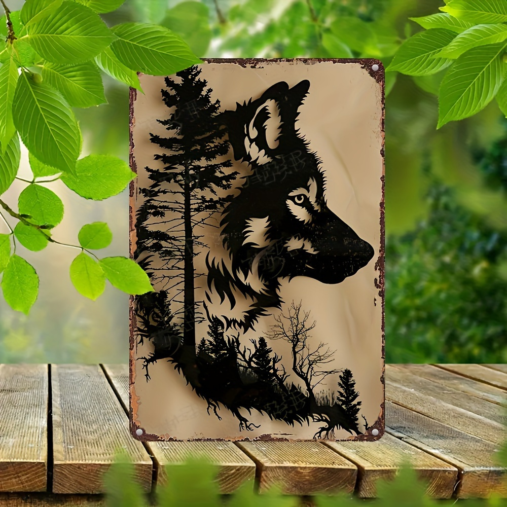 

Rustic Wolf Silhouette Metal -8 X12 Vintage Scene Trim For Indoor/outdoor Hanging Trim With Pre- Holes