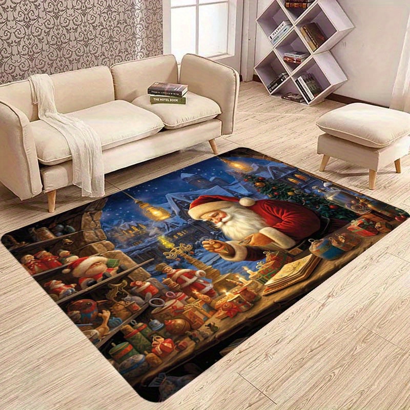 

Christmas-themed Non-slip Kitchen Mat - , & Stain-resistant Polyester Rug For Home Decor - Living Room, Porch, Balcony