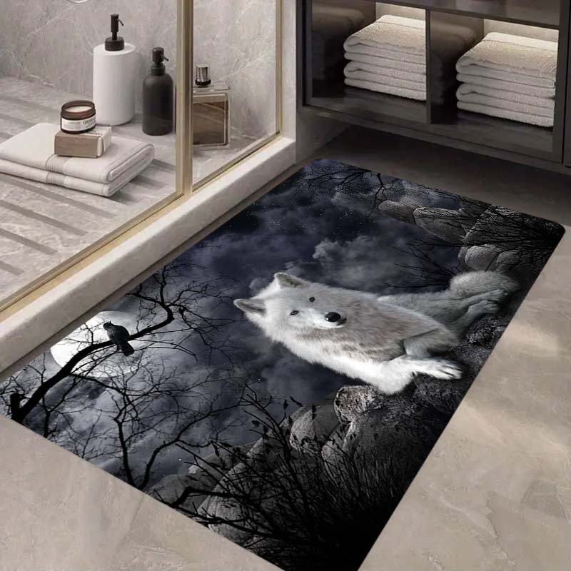 

1.1cm Non-slip Kitchen Floor Mat With Wild Wolf Print, Wear-resistant And Anti-fouling, Ideal For Kitchen, Living Room, Porch, Balcony - Home Decor, Door Mat