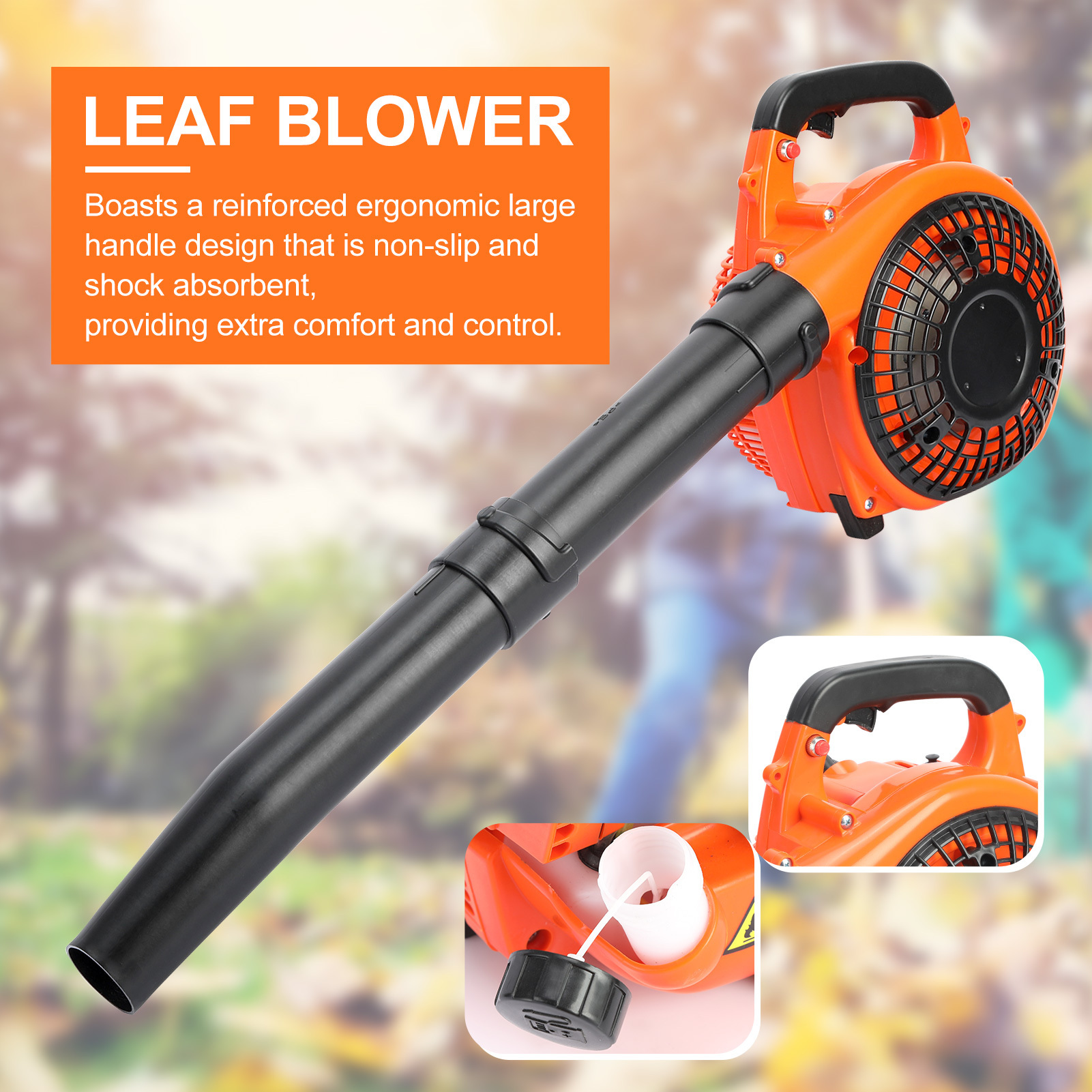 

26cc Powerful Petrol-powered Leaf Blower, Handheld, With Non-slip Handle – Ideal For Garden , Includes Multiple Components