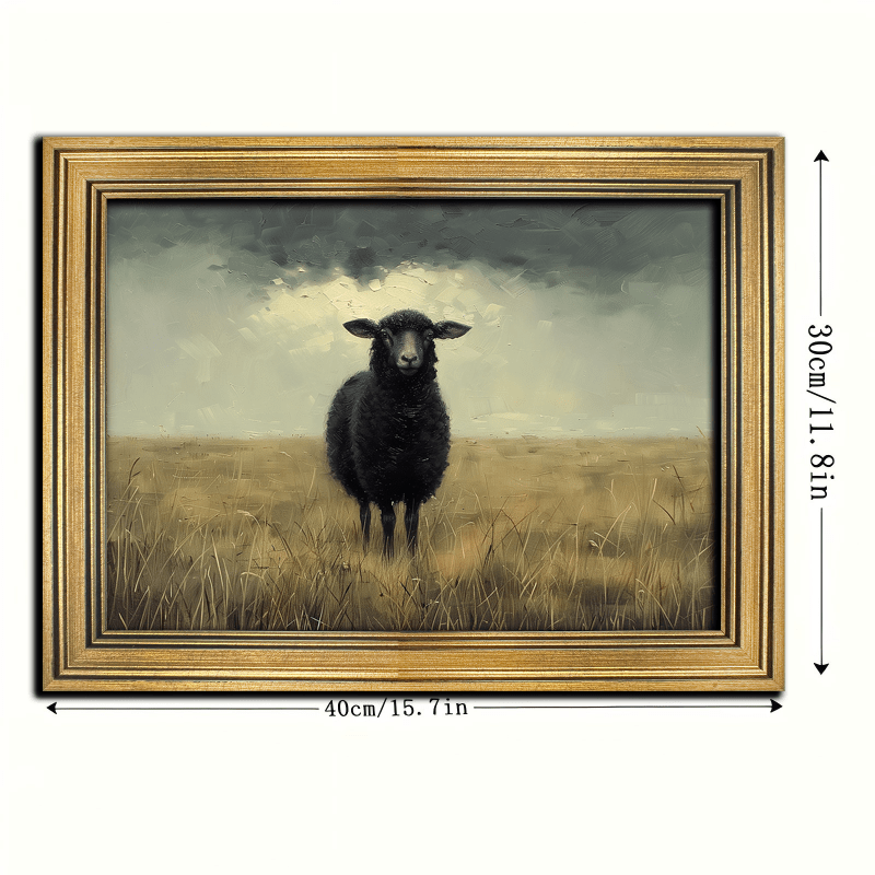 TEMU Vintage Noir sur Toile - Cadre Doré, Décoration Rustique avec Portrait Élégant de Noir, Prêt à Accrocher pour Salon, Cuisine ou Bureau - Style