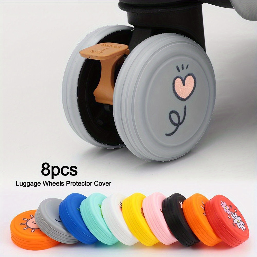 

8pcs Silicone Luggage Wheel Protector Covers, Fit, , Anti-slip, , Trolley Case Wheel Protection Rings For Suitcase Accessories