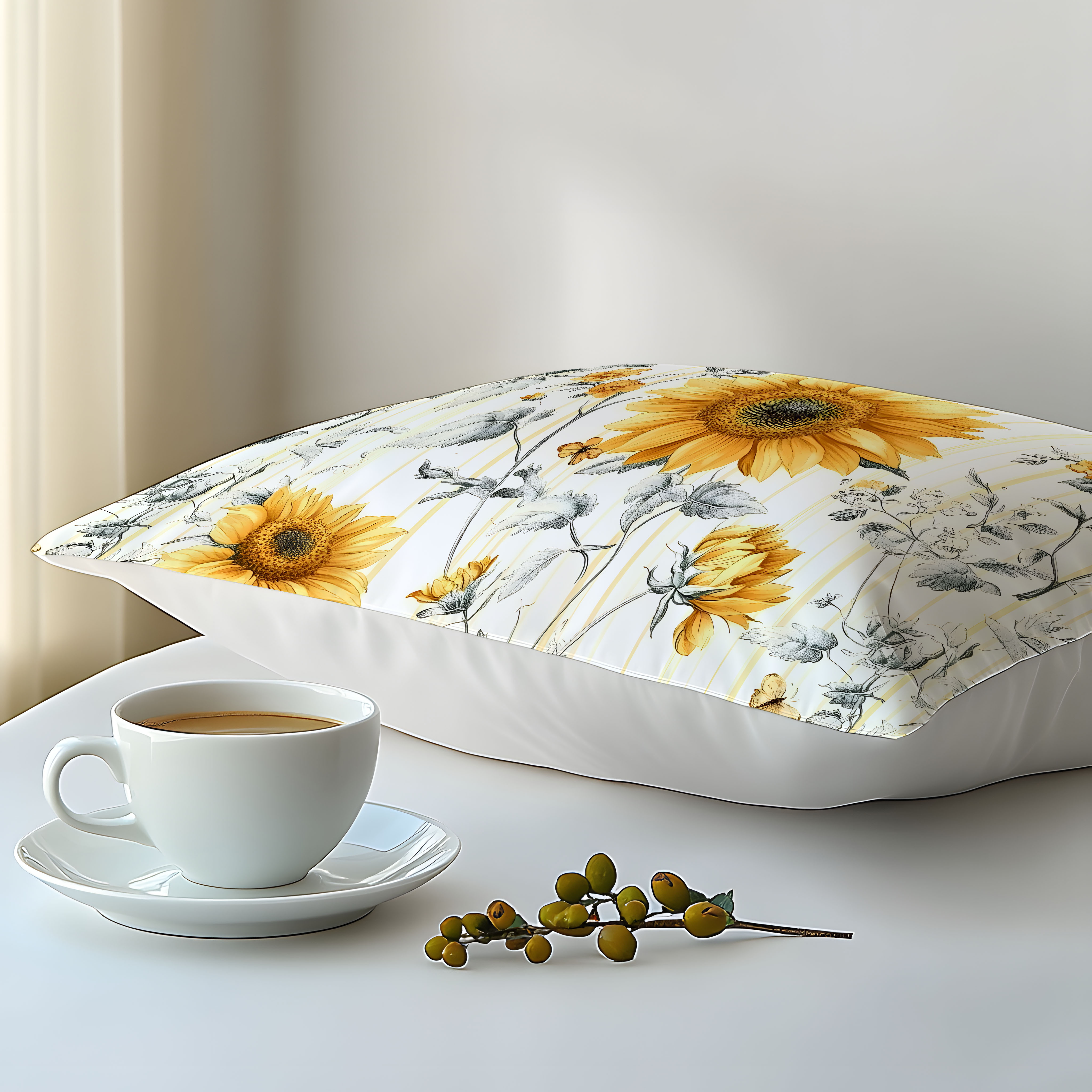 1pc sunflower pattern pillowcase   cotton 3  print soft comfortable   ideal for bedroom   hotel gift home kitchen bedding   waterwashed flat weave 32 count envelope closure machine washable details 6