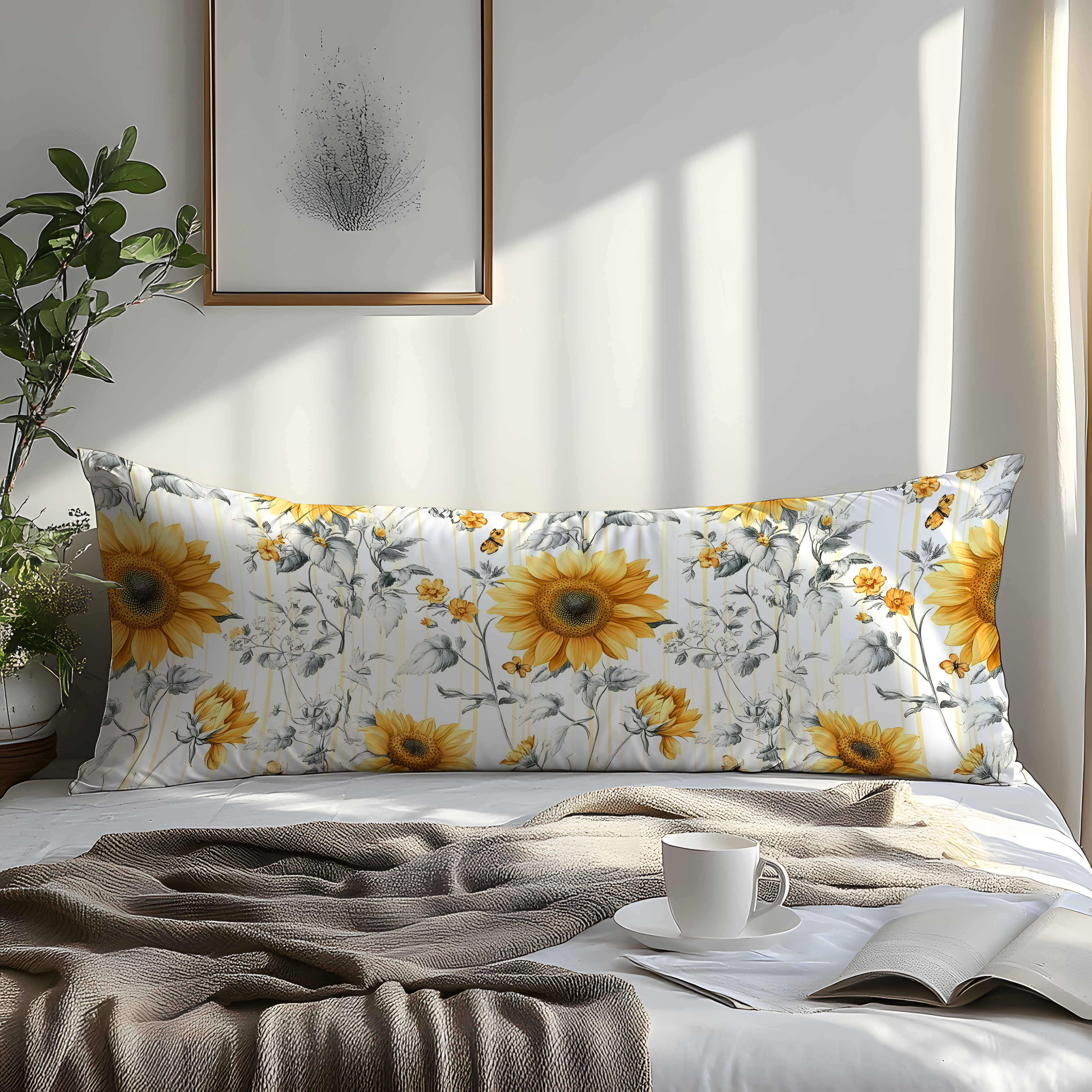 1pc sunflower pattern pillowcase   cotton 3  print soft comfortable   ideal for bedroom   hotel gift home kitchen bedding   waterwashed flat weave 32 count envelope closure machine washable details 7