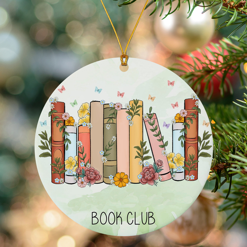 

Book Club-inspired Acrylic Ornament - Floral & , Christmas Tree Decoration Or Window Hanging, Home Decor Gift