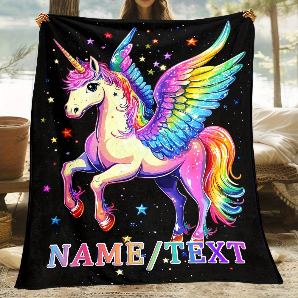 

Personalized Unicorn -the-dark Blanket - Soft, Warm Flannel Throw For Couch, Bed, Office & - Custom Name/text Option - Perfect Gift Idea