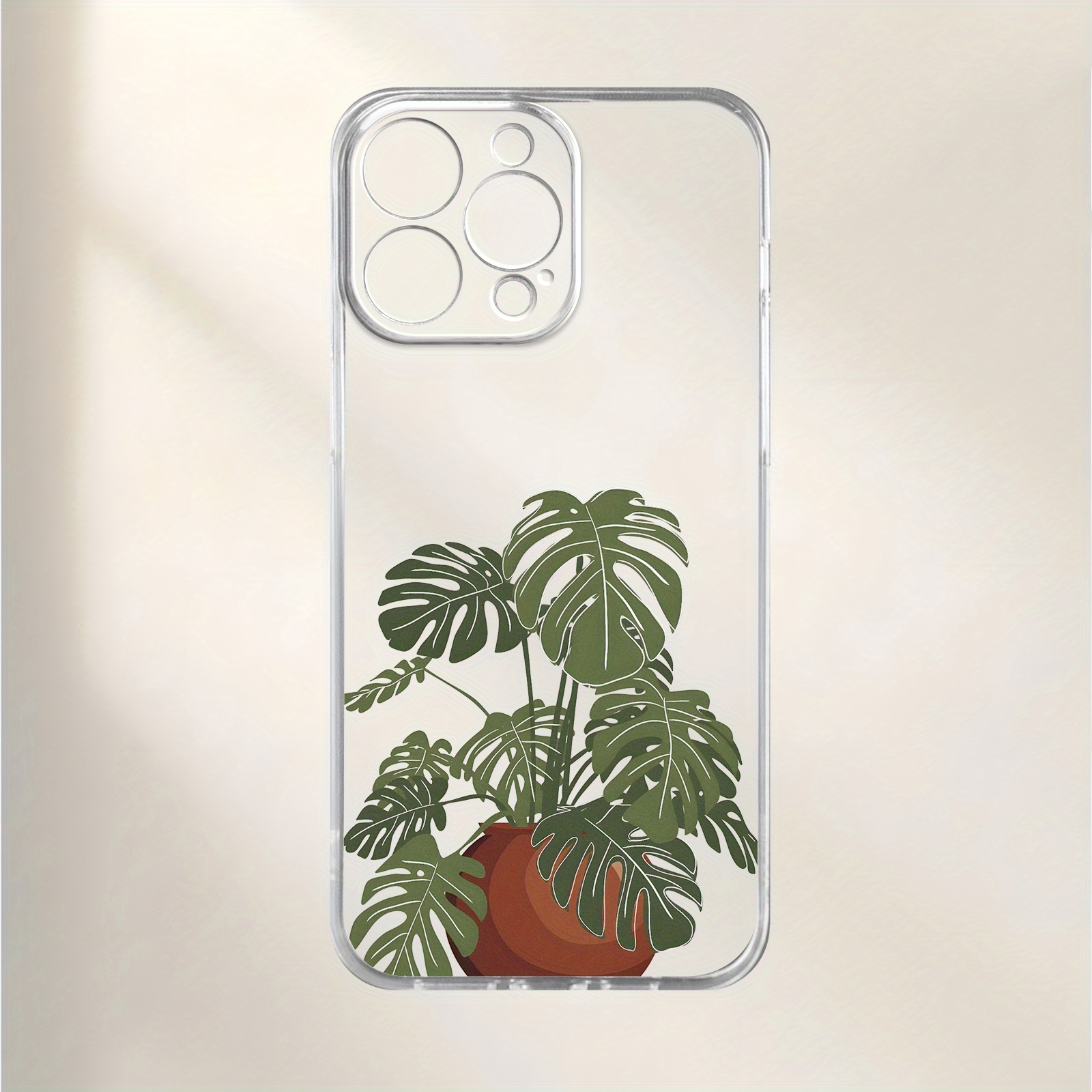 TEMU Phone Case: Green Plant Turtle Backed Bamboo Potted Plant Pattern Uv Printing Phone Cover 360 Degree Full Protection For Iphone 11 12 13 14 Pro