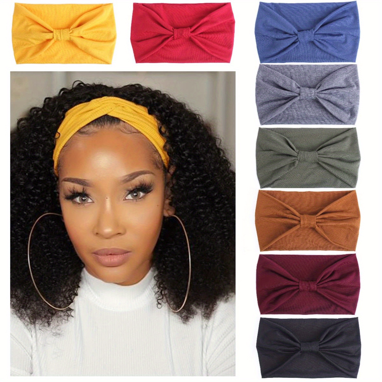 

8 Packs Wide Non-slip Women's Headband, Stretchy Headband, Ideal For Yoga, Fitness, Running, Women's Hair Accessories Hairband Decoration