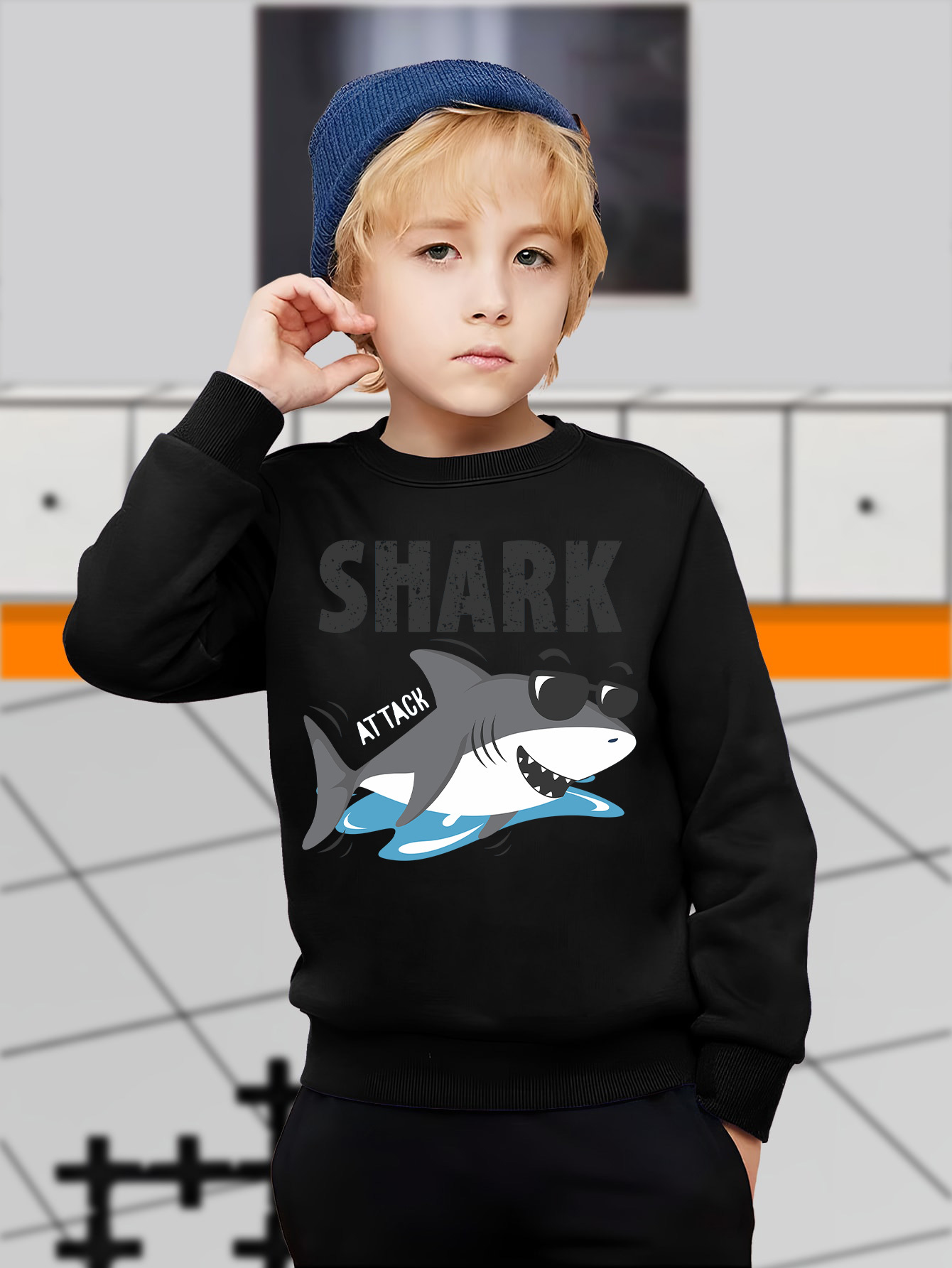 boys' cozy fleece lined sweatshirt casual sporty long sleeve