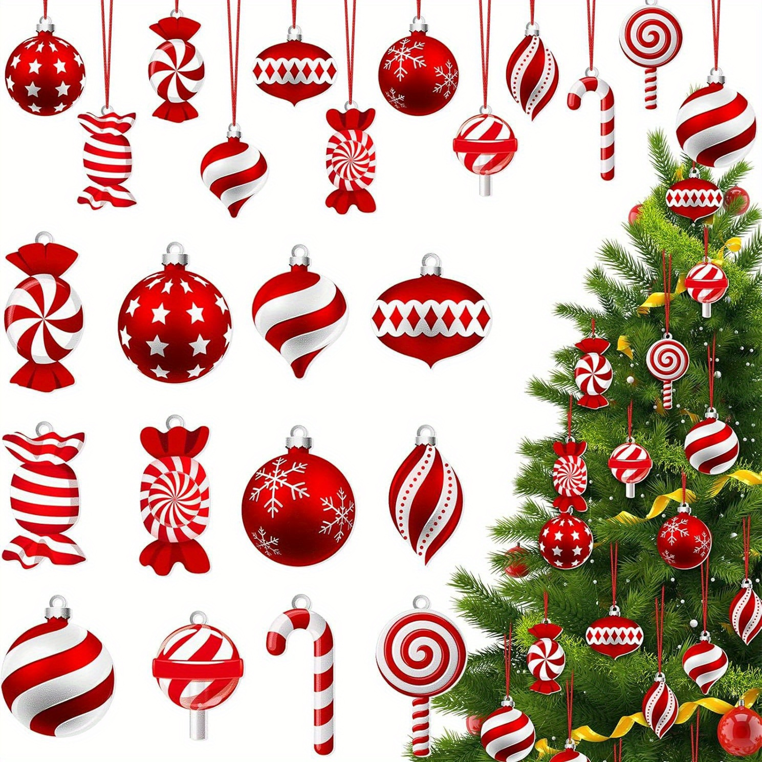 

24pcs Christmas And Set - Plastic Decorations Hanging Strings For , , , Decor - To , Reusable, And - Hanging Decor