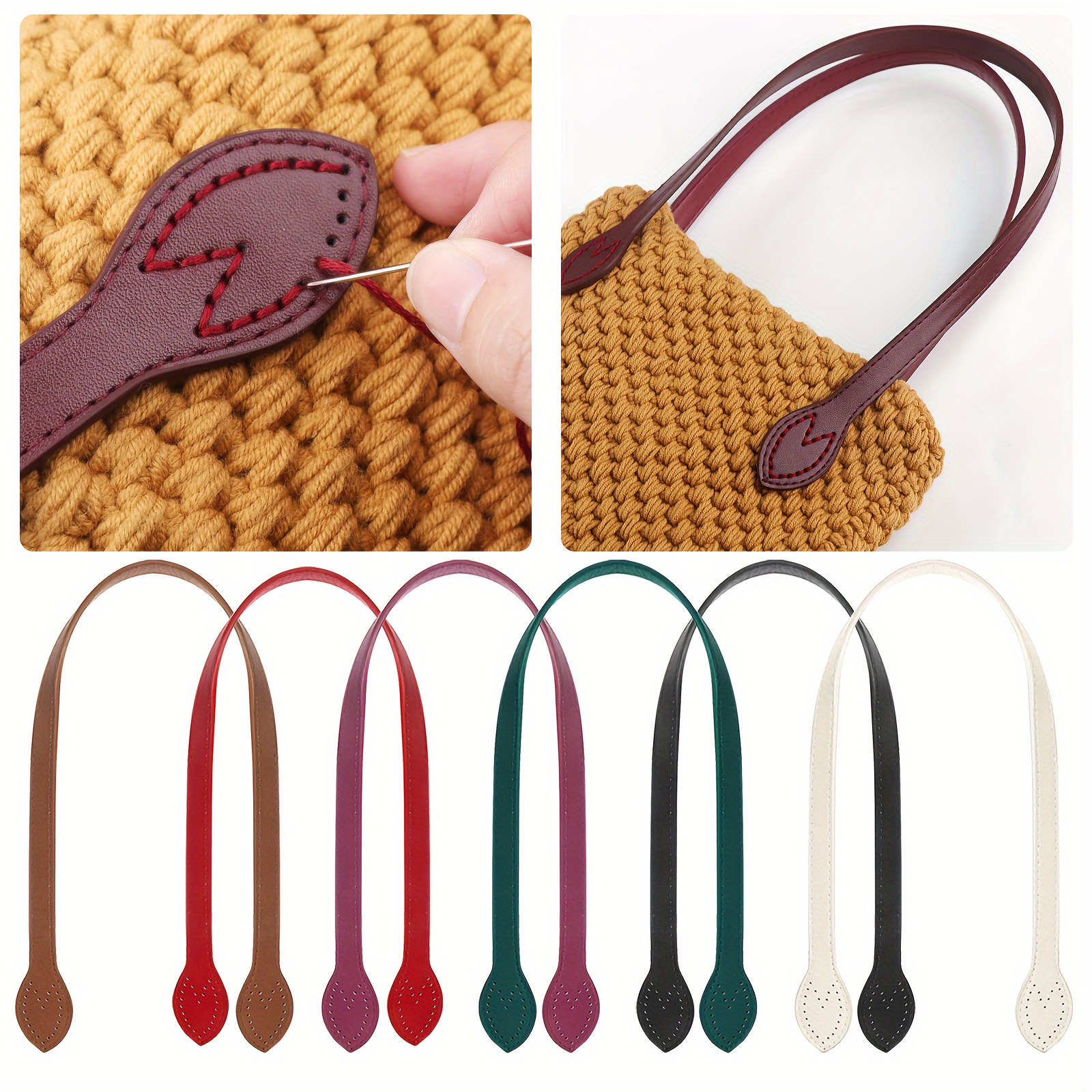 

12pcs Bag Handles For Bag Making, 23.4" Pu Leather Straps For Handbag, Purse Handles For Crochet Bags 6 Colors