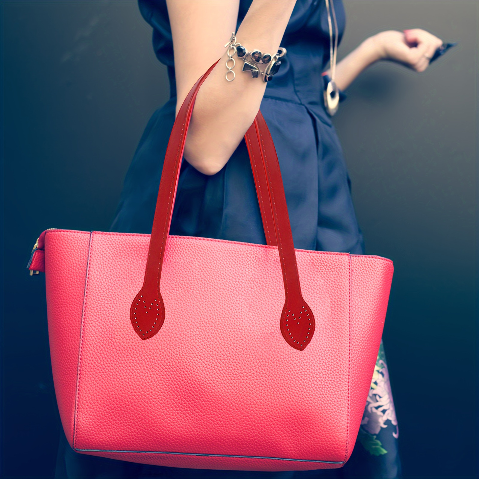 12 poignées de sac pour la fabrication de sacs, sangles en cuir PU de  pouces pour sac à main, poignées de sac à main pour sacs au crochet