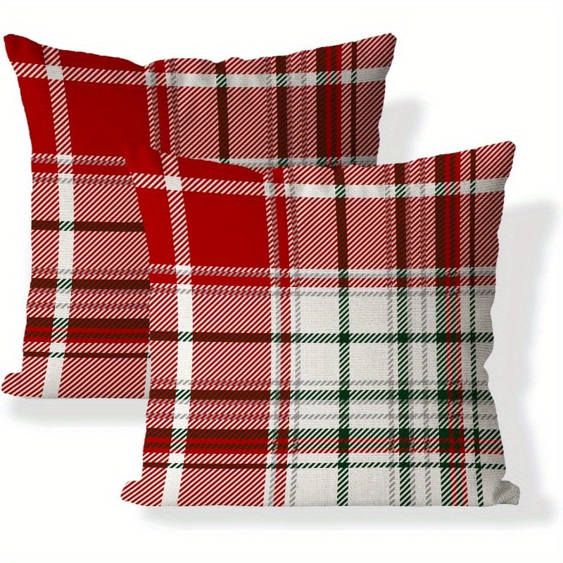 

2pcs Set Red Christmas Throw Pillow Covers, 18x18 Inches - Zip Closure, Hand Washable Polyester For Sofa & Bed Decor (pillow Not Included) Pillows For Couch