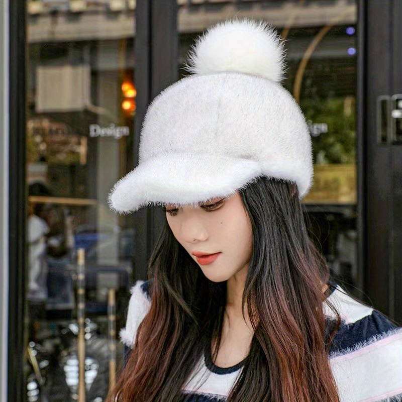 TEMU Fur   For Women - , Knit Hat Buckle Closure