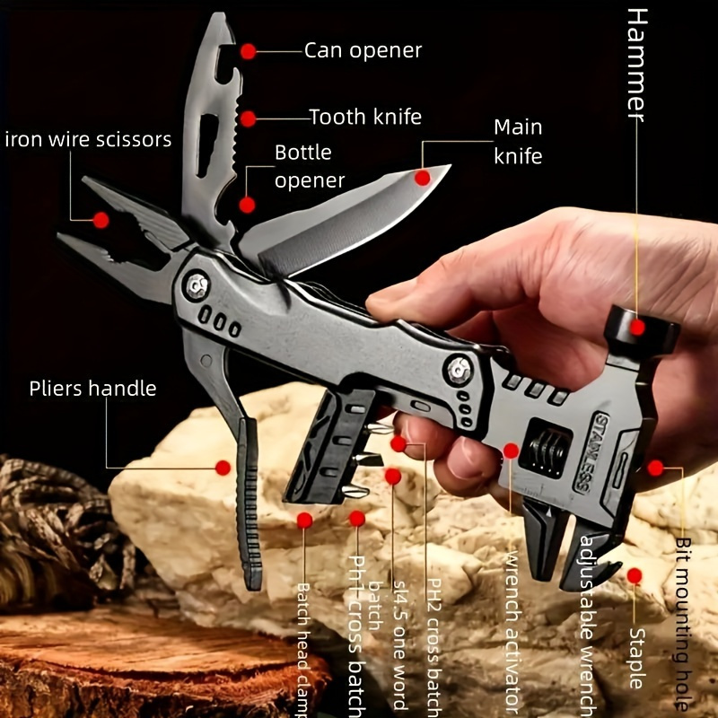 

Outdoor Multifunctional Wrench And Hammer, Household Nail Hammer Combination Folding Pliers, Portable Camping Multifunctional Tool, Vehicle Emergency Tool Hammer Pliers/ 1pc