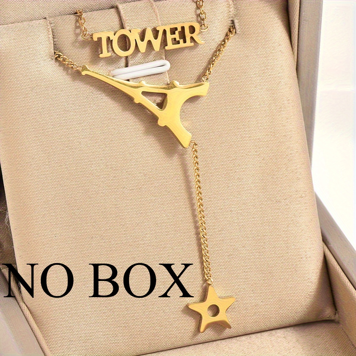 18K Gold Plated Eiffel Tower Pendant Necklace with Star Charm
