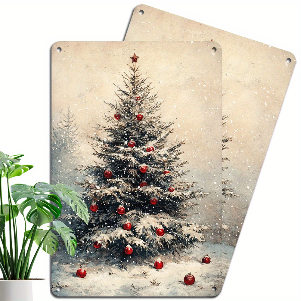 

2pcs, Tin Signs Metal Signs Christmas Wall Hanging Plaque Retro Wall Decor For Home & Garden (8x12inch/ 20*30cm)