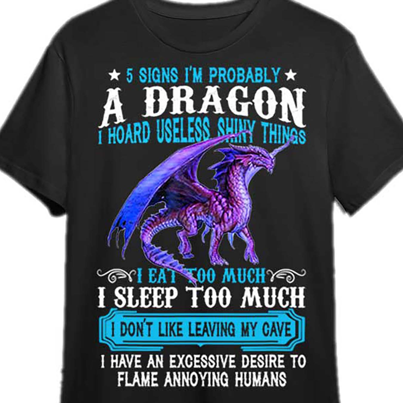 

I A Dragon Lover Gift T-shirt Funny Men's Short Sleeve Graphic T-shirt Collection Black Pr For Teenagers, Gift For Son