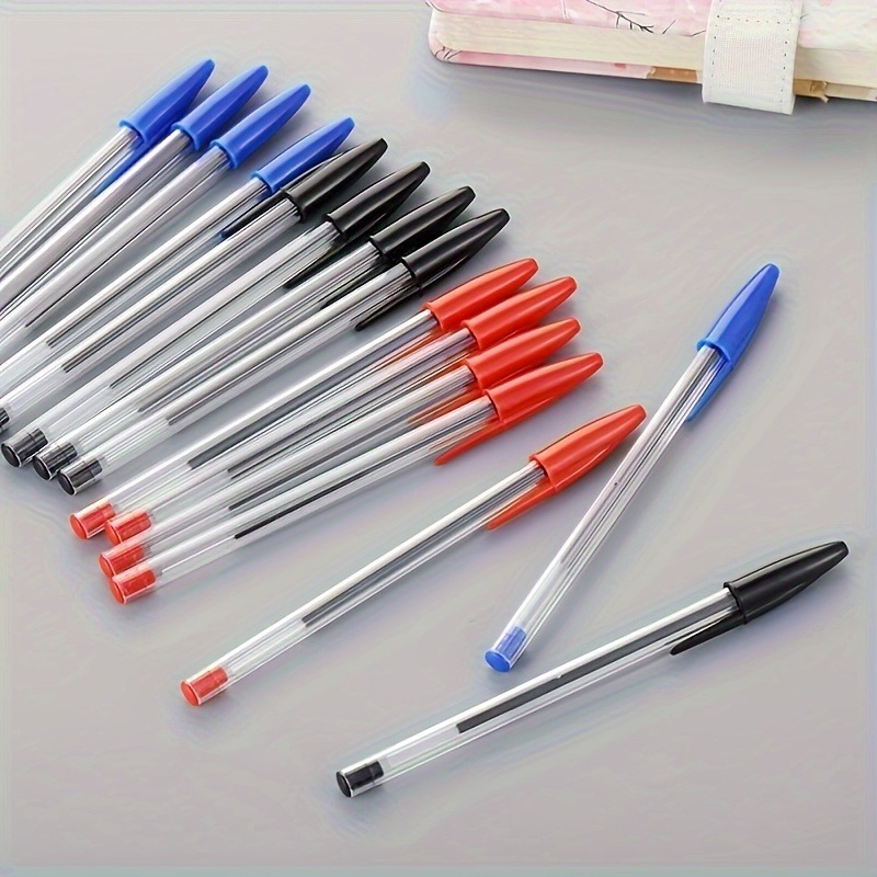 

12 Sticks 1.0mm Vibrant Color Ballpoint Pens Set - Smooth Writing, Long- Flow, School, Office, And Gift , Assorted Colors Red, Blue, And Black!