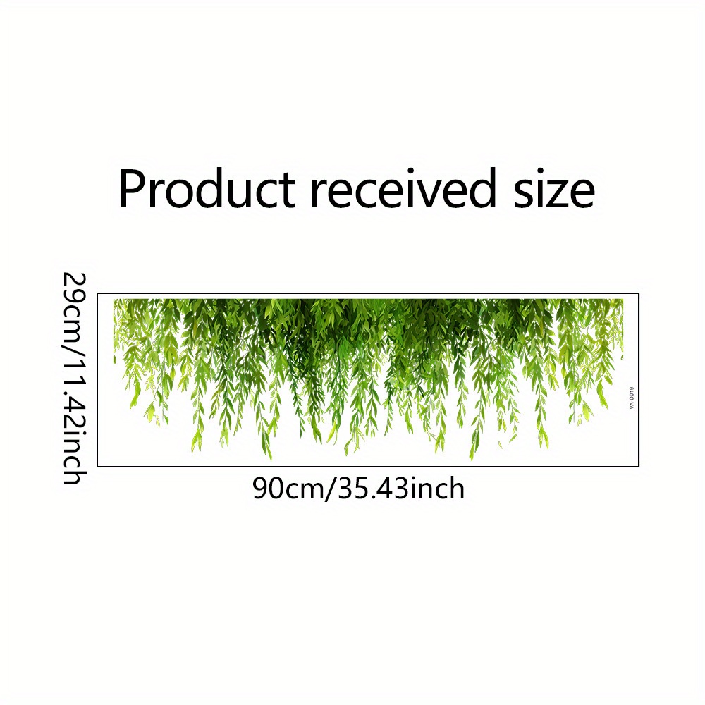 Image of Green Plant Leaves Vine Window Stickers, Leaves Tree Leaves Pattern Glass Decals, Glass Window Glass Door Glass Display Case Decoration Stickers, Self-adhesive Removable With Backing, 1pc/29 X 90cm