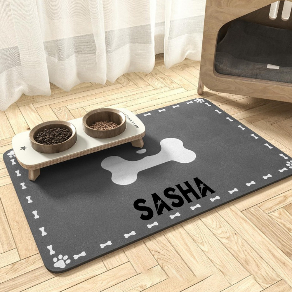 Image of Personalized Dog Food Mat Featuring Your Pet's Name, Ideal For Keeping The Area Tidy. A Thoughtful Gift For Your Furry Friend