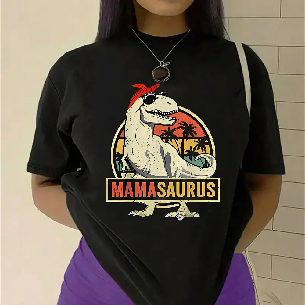 

Women' T-shirt, Casual Round Neck, Dinosaur 3d Print, Comfortable Polyester, Knit Fabric, , Cartoon Style, Ladies' Sportswear