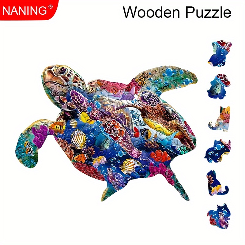 

Magic Halloween Christmas Presents Sea Turtle Wooden Puzzle Birthday, Thanksgiving, Mixed Colors, Irregular Shapes, Parent-child Games, Party Games Toys,