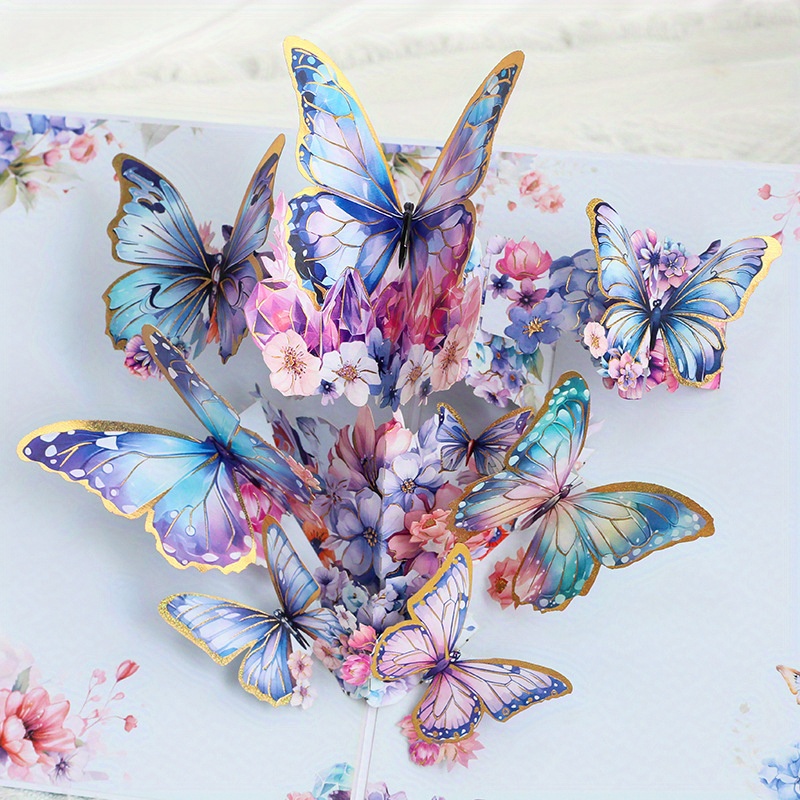 

3d Butterfly Pop-up Greeting Card - Birthdays, Anniversaries, Thank Yous & More - For All , Thanksgiving