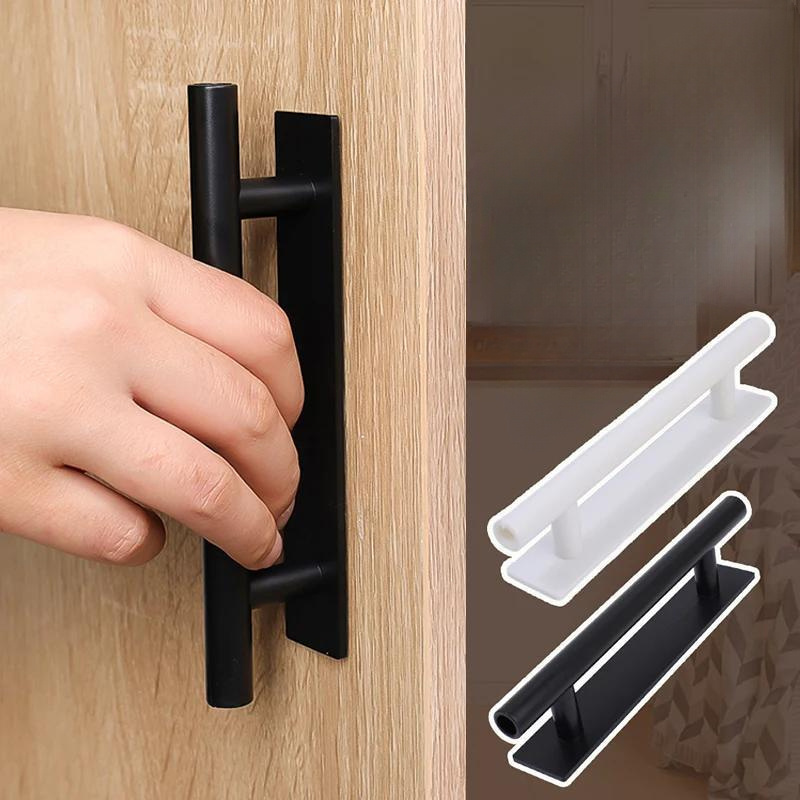 

10pcs Self-adhesive Plastic Door Handles - , , 3.5cm/1.37in Wide, 15.5cm/6.1in Long, Space-saving Storage Knobs In Colors, Abs Material, For Cabinet Sliding Doors / , Suitable For All Users