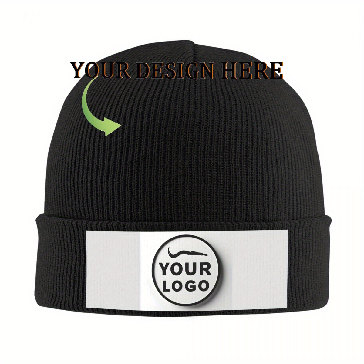 Image of Custom Soft Skull Beanie Hat With Your Text/logo/photo, Personalized Winter Knitted Beanie Hat For Men And Women, Hat With Photo For Boyfriend And Girlfriend Gifts