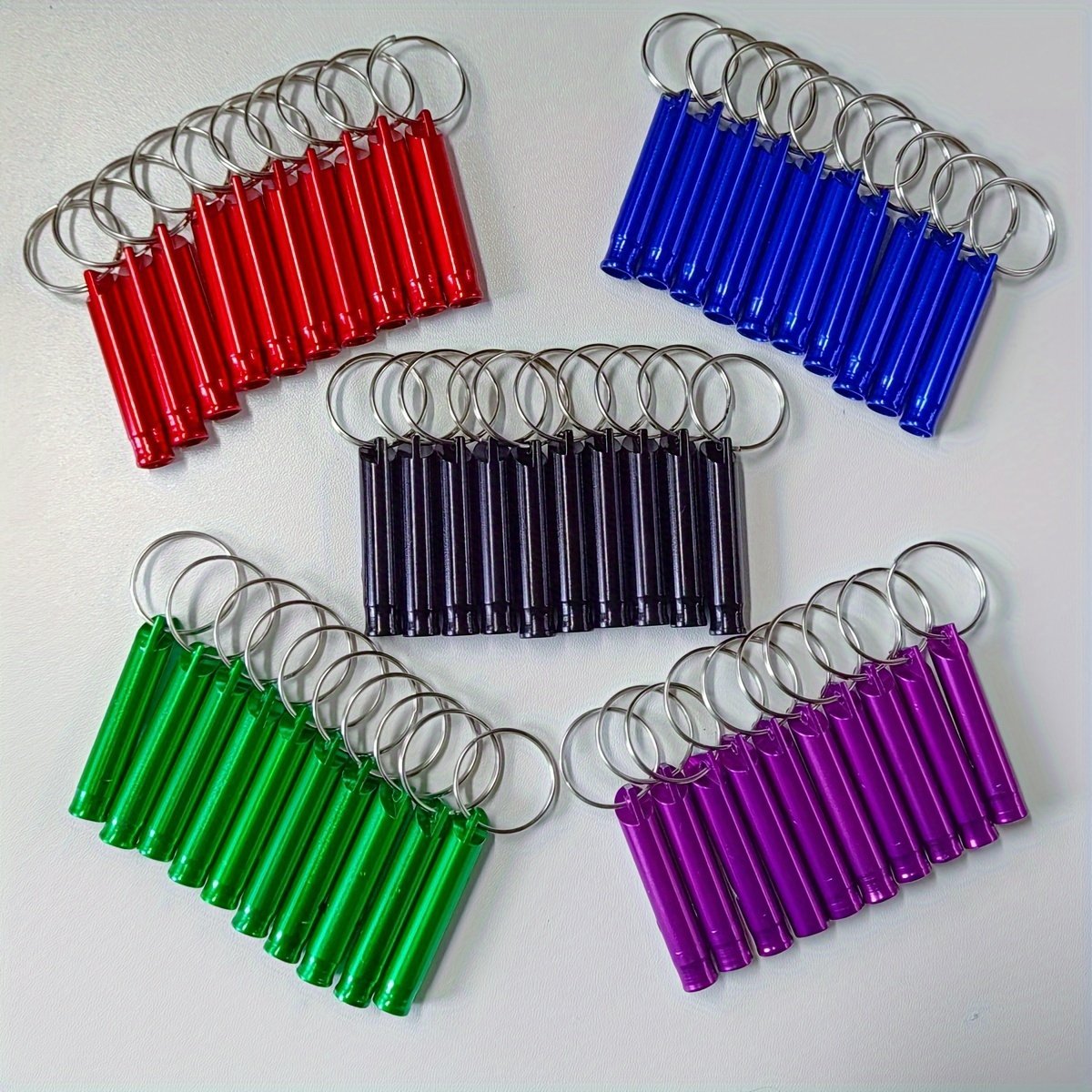 Image of 50pcs Aluminum Alloy Emergency Survival Whistles With Keychains - Multicolor Loud Whistles For Camping, Hiking, Sports, Dog Training, And Outdoor Activities - Durable