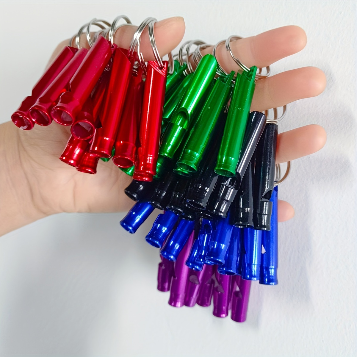 

50pcs Aluminum Alloy Emergency Survival Whistle With Keychain - Loud Whistle For Camping, Hiking, Hunting, Sports, Dog Training