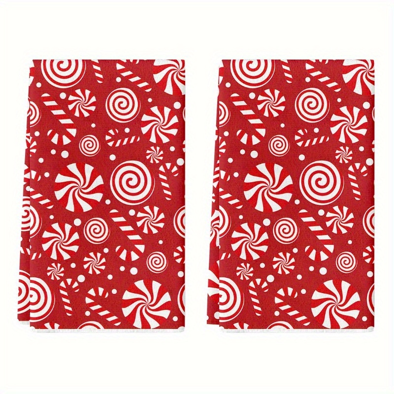 

2- 18x26inch Christmas Towels, Red & Pattern, Polyester, , Dish Towels For , Housewarming ,