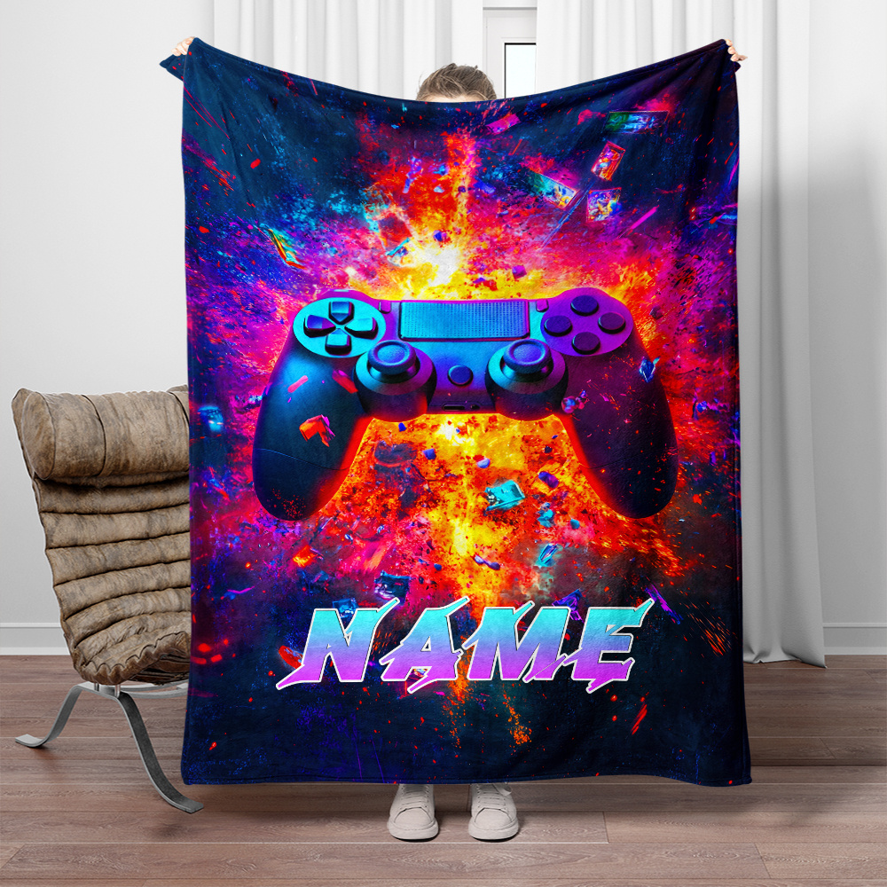 

Custom Gamer Blanket - Personalized Name, Soft & Lightweight Flannel Throw For Sofa, Bed, Travel, Camping - Digital Printed Design, Parties & Favors