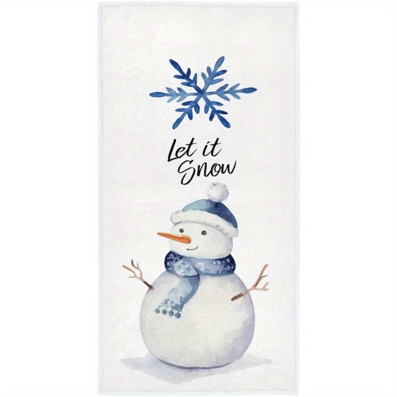 

Super Soft Polyester Hand Towel With Snowman Cartoon - Modern Woven 18x26" Christmas Bathroom Towel - Machine Washable, Multipurpose, Absorbent Guest Fingertip Towel For Holiday Decor