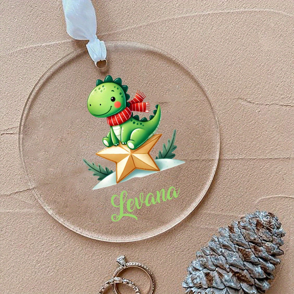 

Custom Name Acrylic Dinosaur Ornament - Christmas, Birthdays & - Unique Gift For Family &