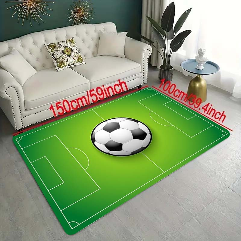 

Football Field Design Non-slip Doormat, Thickened Polyester Fiber Kitchen Rug, Stain-resistant Door Mat For Living Room, Entryway, Balcony, Home Decor - Machine Washable - 1 Piece