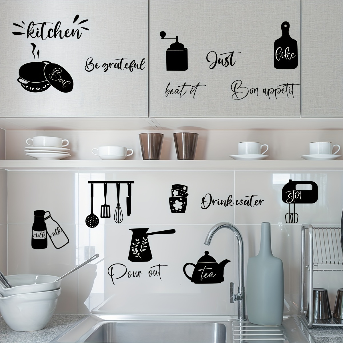 ADESIVI MURALES PER cucina stencil murali su pareti con stickers chef