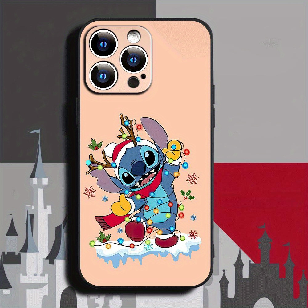 

Jit Hslloween Decor Christmas Decorations Stitch Mobile Phone Black Case For /15/14/13/12/11. Anime Cartoon Simple, Stylish And Trendy Must-have Mobile Phone Case