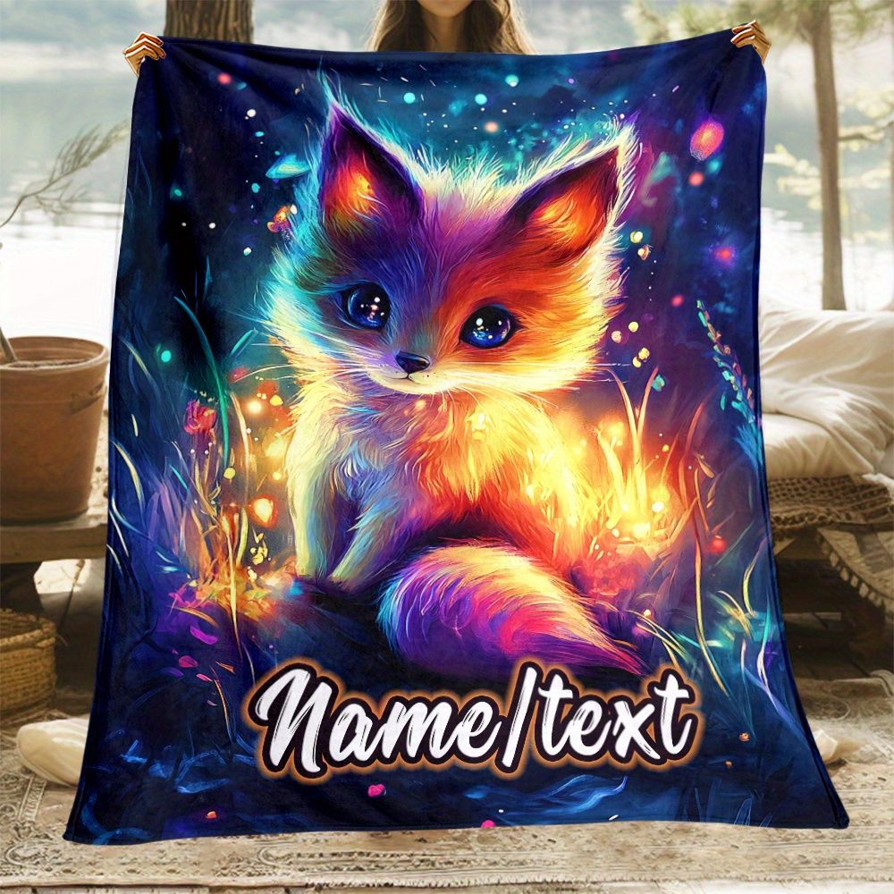 

Custom Fox-themed Personalized Flannel Blanket - Soft, Lightweight & Warm For Couch, Bed, Travel, Camping | Digital Printed Fleece Throw In Multiple Sizes