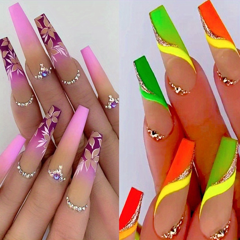 

48pcs (2 ) - Splicing Fake , On , Long Fake , Suitable For Women