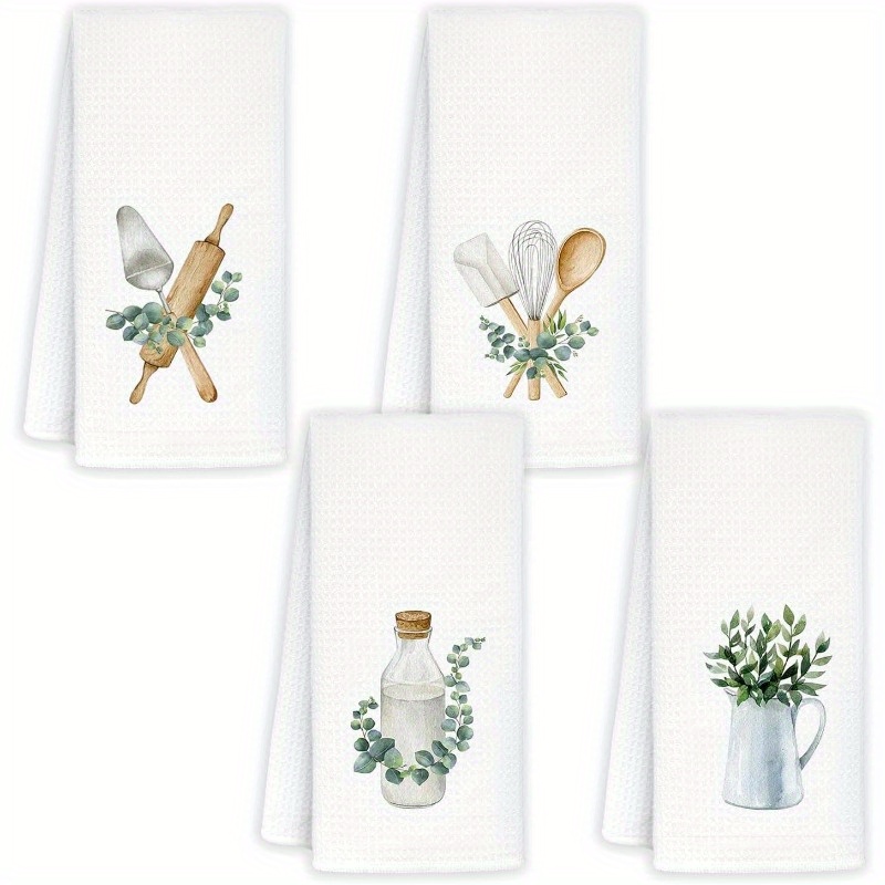 

4pcs Kitchen Towels 18x26" - , Machine Washable Polyester Dish Cloths With Design For Holiday Decor, Christmas Kitchen Towels, Best For Christmas