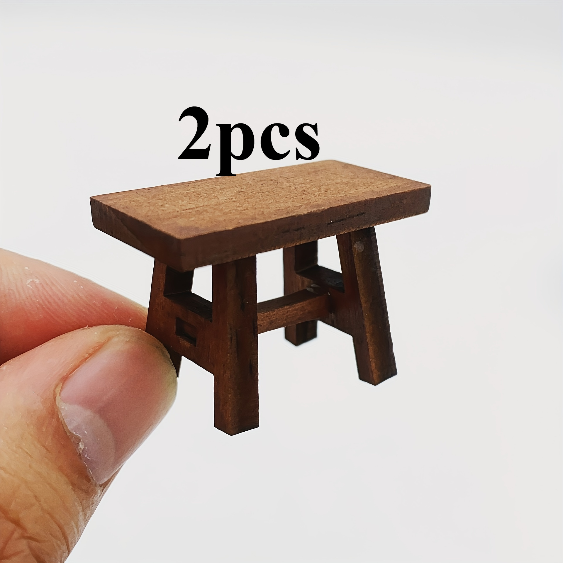 

2pcs Miniature Wooden Stool Set, , Wood Seating, No Required