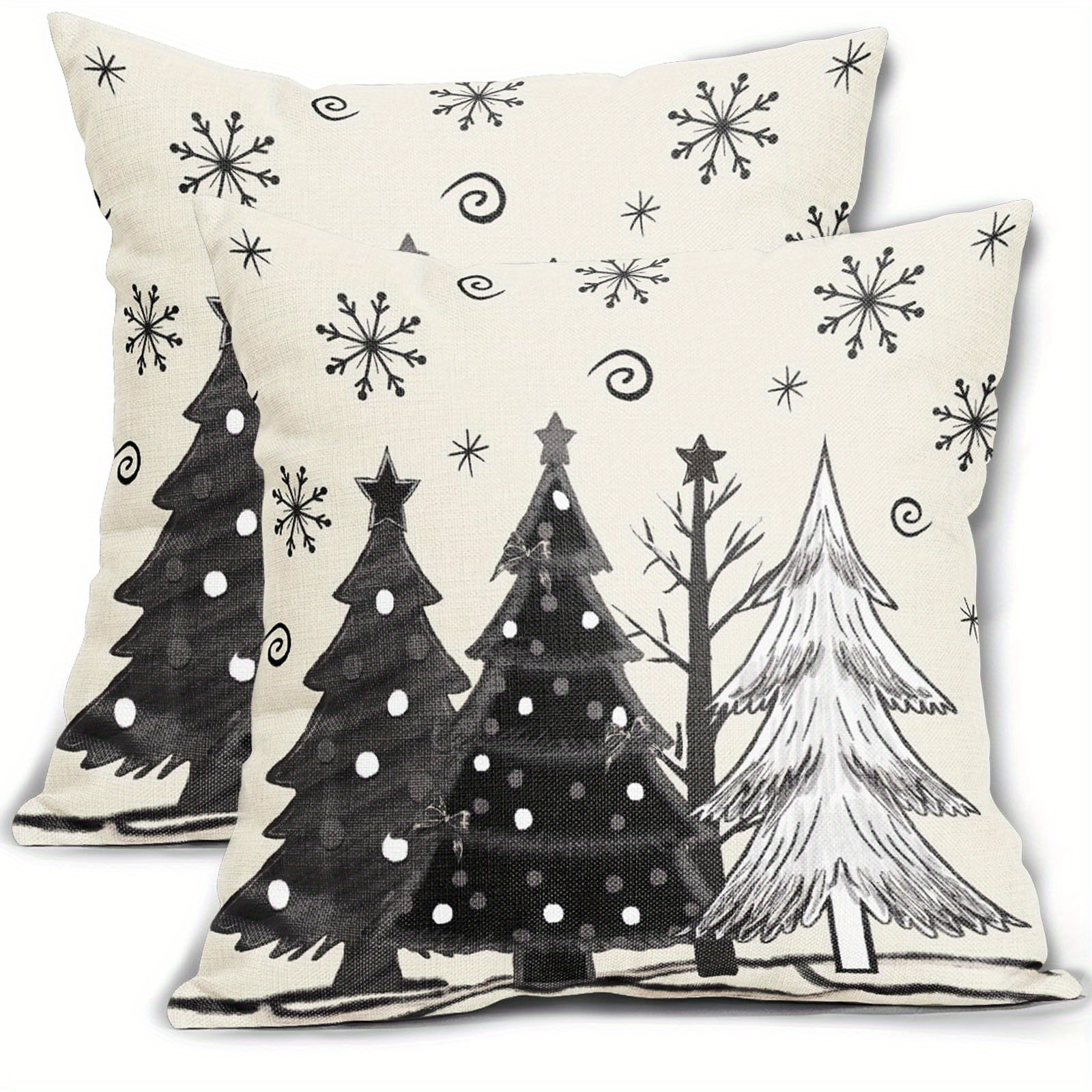 

2- Christmas , 18x18 , , Christmas Tree & , , Zippered, Washable, For , Bedroom, Sofa, Decor